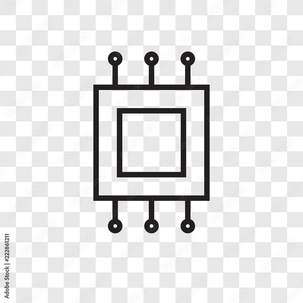 Poster microchip vector icon isolated on transparent background, microchip logo design