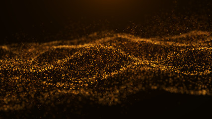 Fototapeta na wymiar Wave of particles. Abstract particle. Data visualization. Abstract digital background. 4k rendering.