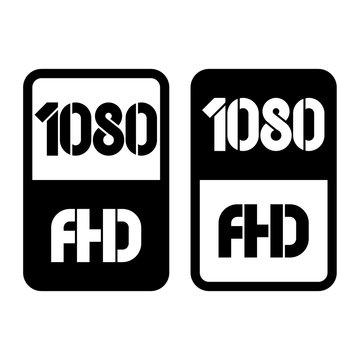 1080 Full HD format black and cut icon. Pure flat vector illustration on white background