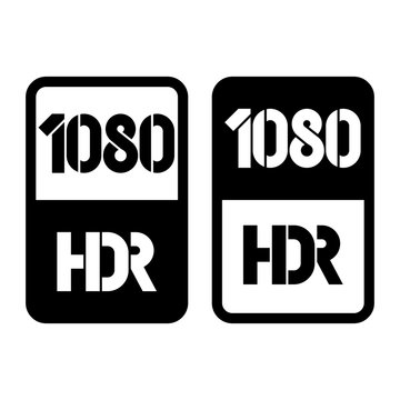 1080 HDR format black and cut icon. Pure flat vector illustration on white background