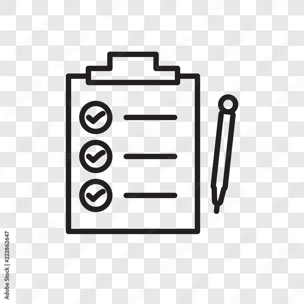 Poster check list vector icon isolated on transparent background, check list logo design
