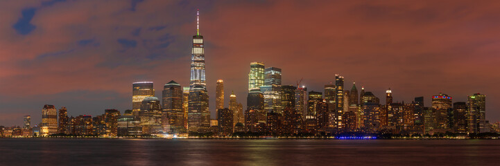 Fototapeta na wymiar View to Lower Manhattan from Liberty State Park in New Jersey, USA