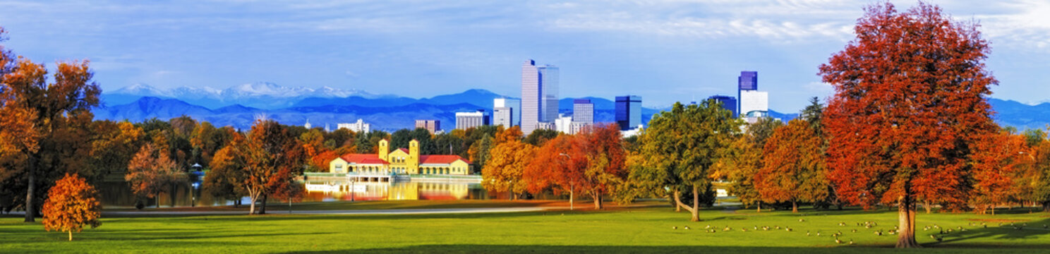Denver Skyline in Fall from City Park