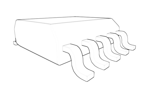 Electrionic Circuit Chip Package SSOP 3d illustration sketch outline