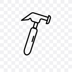 hammer icon isolated on transparent background. Simple and editable hammer icons. Modern icon vector illustration.