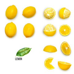 Fresh delicious lemon isolated on white background. Creative minimalistic food concept.