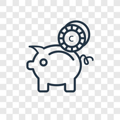 Piggy bank vector icon isolated on transparent background, Piggy bank logo design