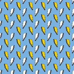 Lightning seamless pattern vector illustration. Hand drawn sketched doodle lightning symbols