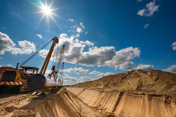 Netzausbau-Energieversorgung, Rohre für Gaspipeline werden verlegt