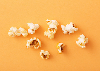 pop corn on orange background