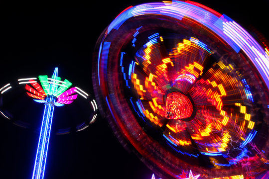 Colorful spinning wheel at theme park