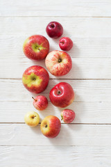 apples on wooden white background