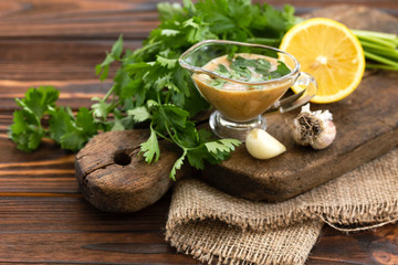 Sweet and sour sauce with ingredients