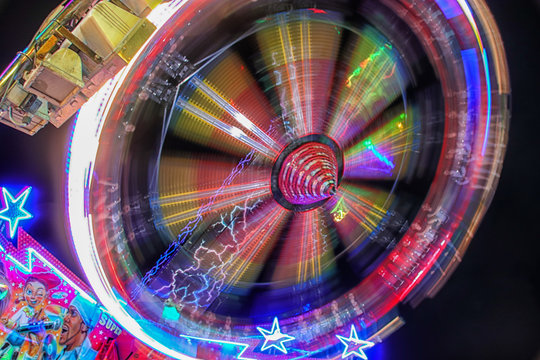 Colorful spinning wheel at theme park