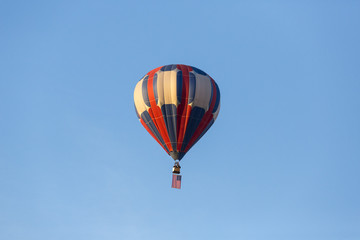 American flag flying on a hot air balloon
