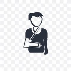 person with broken arm icon isolated on transparent background. Simple and editable person with broken arm icons. Modern icon vector illustration.