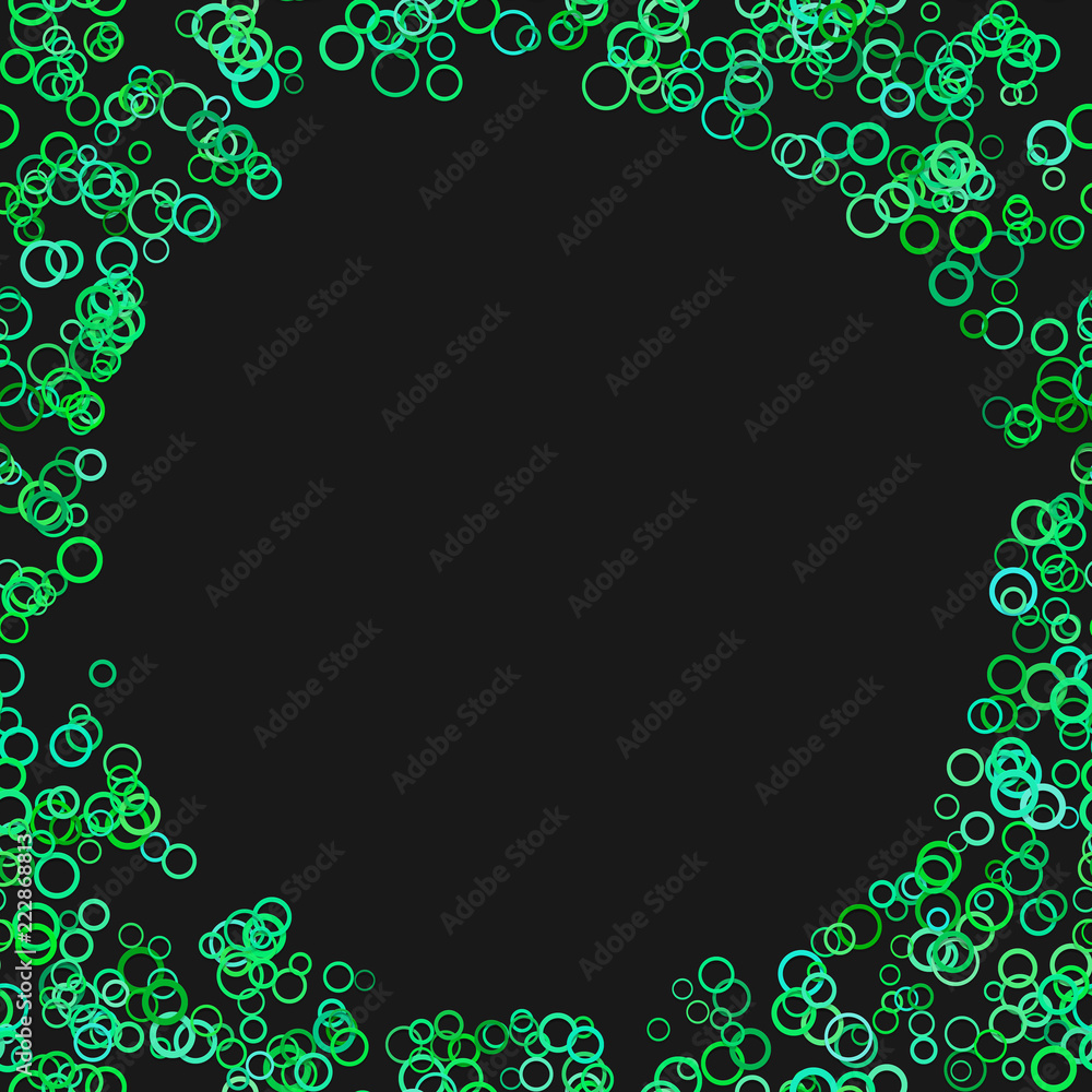 Poster modern chaotic circle background - trendy vector design from green circles with shadow effects