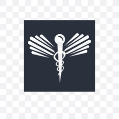 caduceus medical icon isolated on transparent background. Simple and editable caduceus medical icons. Modern icon vector illustration.
