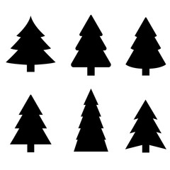 Obraz premium Christmas tree icon, silhouette, logo on white background