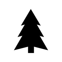 Christmas tree icon, silhouette, logo on white background