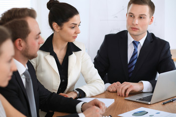 Business people at  meeting in office background. Successful negotiation of business team or lawyers