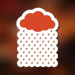 Rainfall vector illustration with water drops and clouds in autumn colors and gradient mesh background.