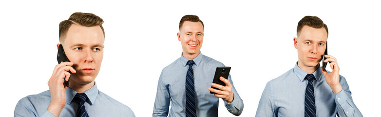 Set from portraits of young office worker isolated on a white background.