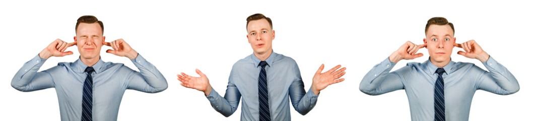 Set from portraits of young office worker isolated on a white background.