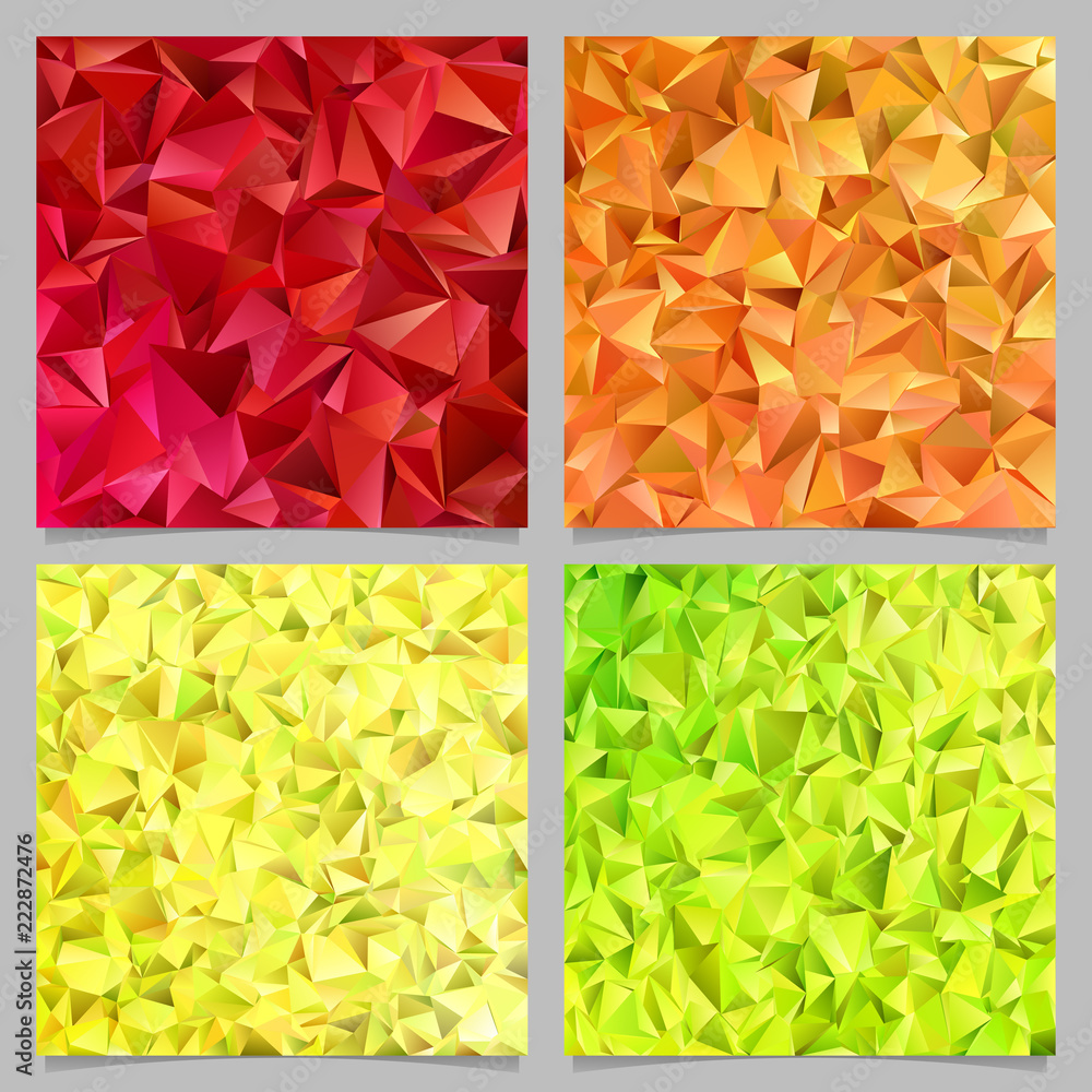 Poster Geometrical abstract tiled triangle pattern background set - vector mosaic designs from colored triangles