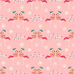 Christmas background with flamingo © LilaloveDesign