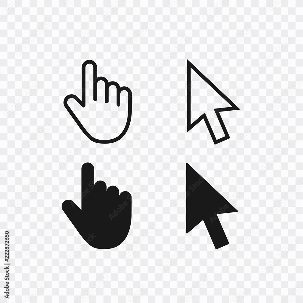 Poster computer mouse click cursor gray arrow icons set and loading icons. cursor icon. vector illustration