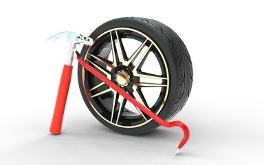 Fototapeta premium 3d illustration of tire fitting equipment isolated on white