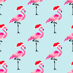 Christmas background with flamingo © LilaloveDesign