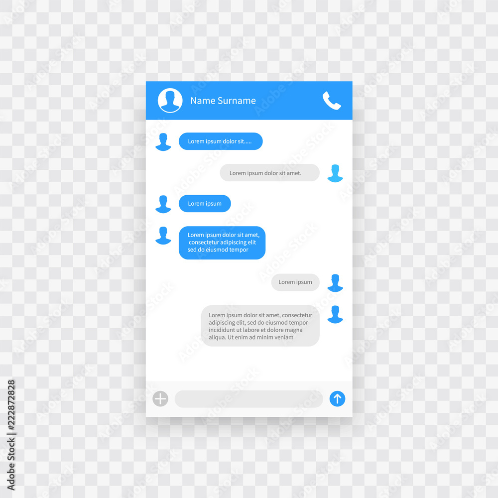 Poster chat interface. sms messages. speech bubbles. short message service bubbles. flat interface vector i