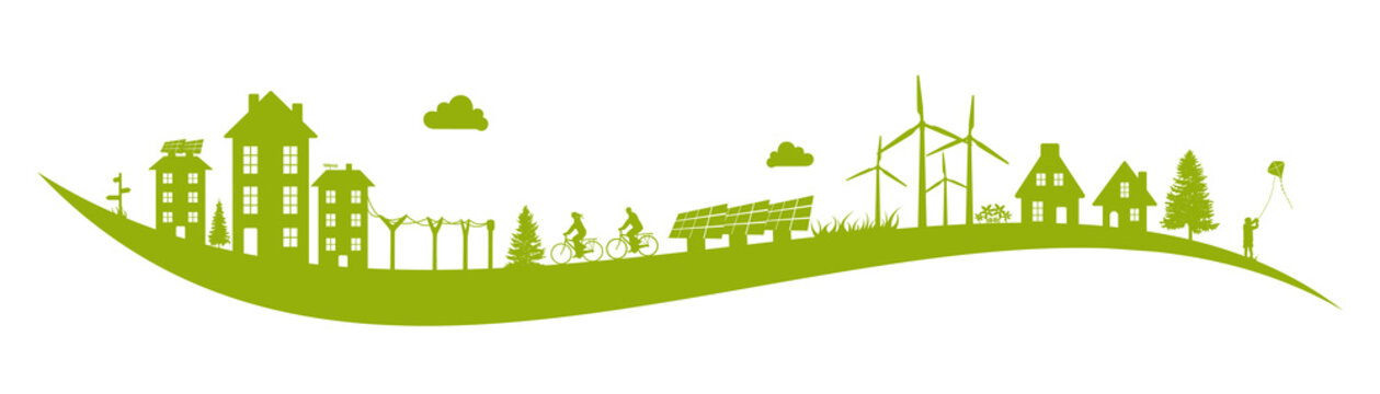 Green city border, ecology concept, sustainable development
