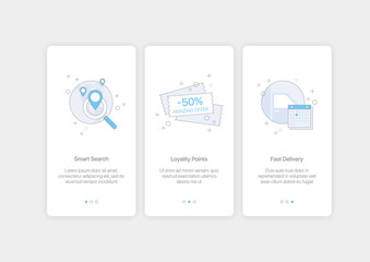 Mobile app intro screens. Application templates concept Vector onboarding illustration flat design