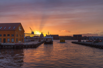 Dramatic sunset over Copenhagen