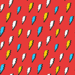 Fototapeta premium Lightning seamless pattern vector illustration. Hand drawn sketched doodle lightning symbols