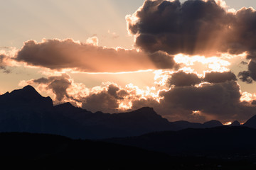 Sun sets over the Canadian Rocky Mountains