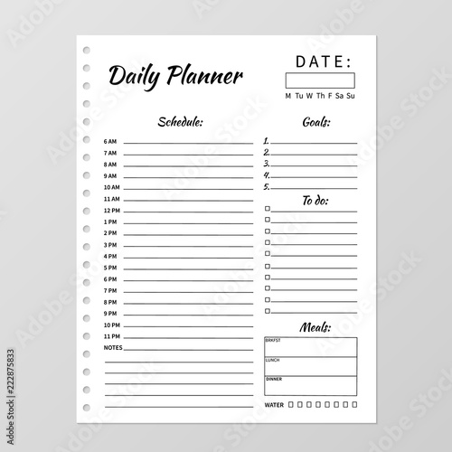Minimalist every day planner template. Blank white laptop site photograph relating to Daily Planner Notebook called Minimalist day by day planner template. Blank white laptop web site
