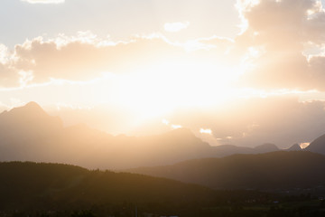 Sun sets over the Canadian Rocky Mountains