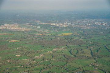 Aerial view of the beautiful landscape around West Sussex