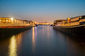 Night view of the famous Passenger Ship Avanti and cityscape