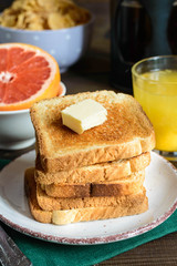 simple toast for breakfast with orange juice
