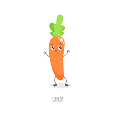Cute cartoon carrot vector illustration.