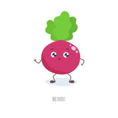 Cute cartoon beetroot vector illustration.