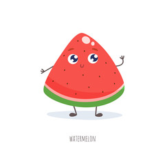 Cute cartoon watermelon vector illustration.