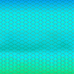 Purple, blue, mint green and gold fish scale texture background. Mermaid pattern. Neon magic vector illustration. ttemplate for invitations, banners, cards, fabric, package, etc. © Vera