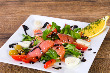 Salmon salad with eggs