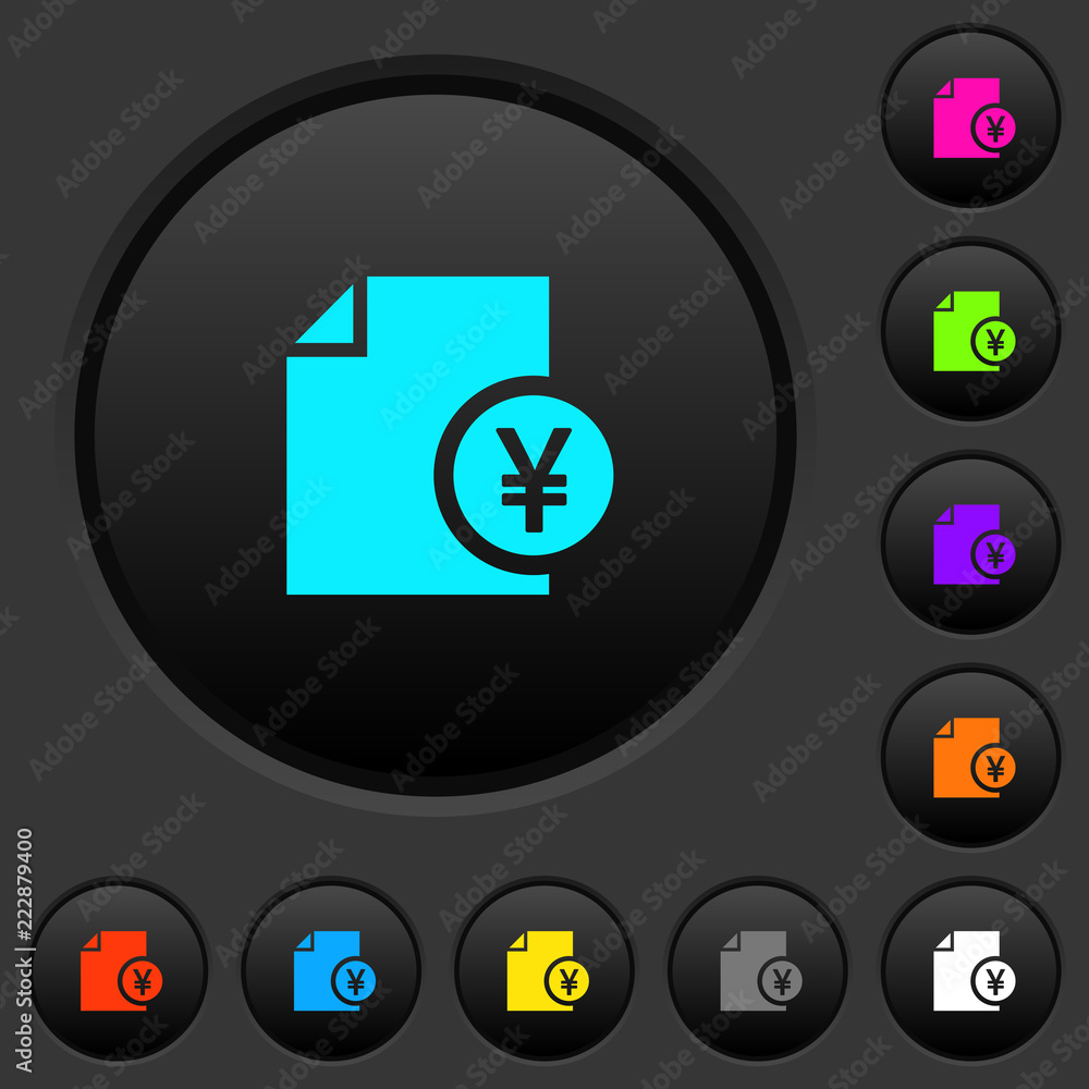 Poster yen financial report dark push buttons with color icons